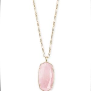Kendra Scott Reid Long Pendant Necklace in Rose Quartz NWOT